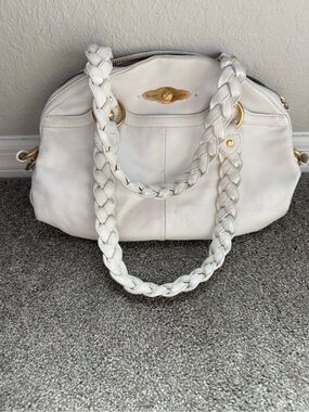 Vintage Elliott Luca White Leather Braided Shoulder Bag